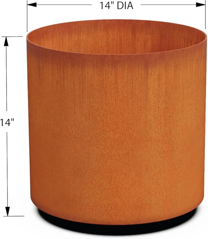 PLANTERCRAFT Corten Steel Metal Planter Box, Round Sizes, Modern Garden Steel planters for Commercial and Residential Outdoor Use. Plantercraft