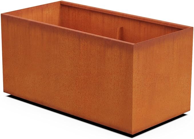 Plantercraft Corten Steel Planters Large Rectangular Planters for Outdoor Plants – 48x24x24 Inch Extra Large Outdoor Planter Box for Patio, Modern Metal Raised Garden Bed Plantercraft