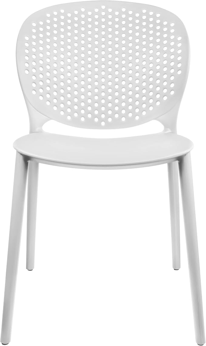 2xhome Set of 4 Patio Dining Chairs | Modern Stackable Outdoor Pool Side Chair | Weather Resistant Plastic for Yard, Porch, Balcony, Kitchen, White 2xhome