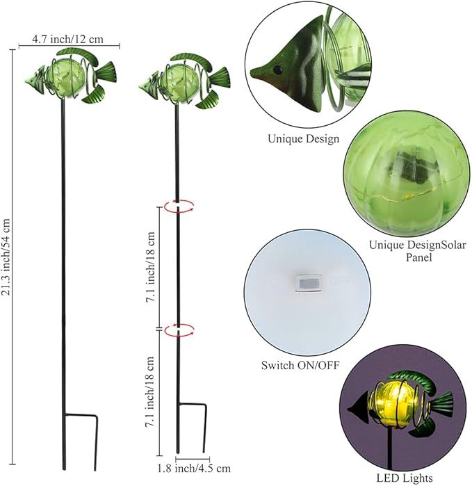Outdoor Garden Solar Lights,3Pack Decorative Solar Lights for Garden Decor, Tropical Fish Backyard Decor,Led Solar Lights with Stakes for Yard Landscape Patio(21.3''H) SATHGA