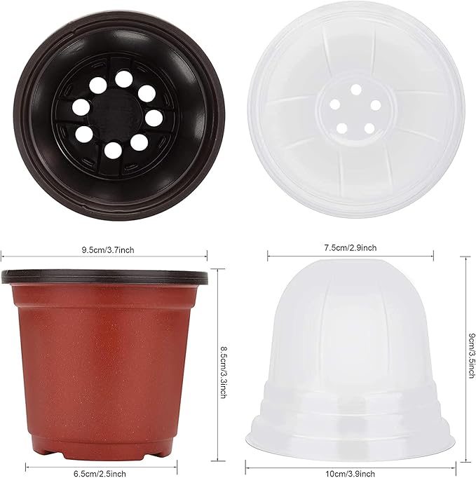 MIXC Plant Nursery Pots with Humidity Dome 4" Soft Transparent Plastic Gardening Pot Planting Containers Cups Planter Small Starter Seed Starting Trays for Seedling with 10pcs Plant Labels，30 Sets MIXC
