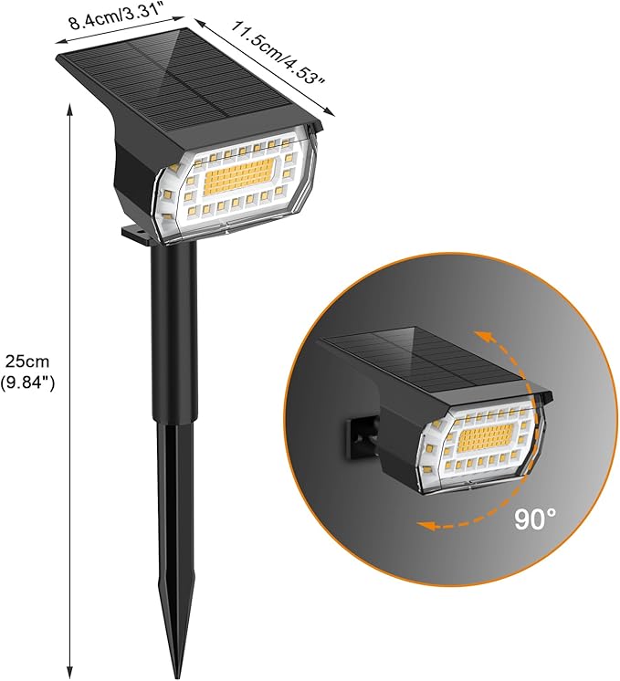 LANSOW Solar Spot Lights Outdoor, [12 Pack/76 LED] 2-in-1 Solar Landscape Spotlights, 3 Modes IP65 Waterproof Dusk to Dawn Solar Powered Flood Wall Lights for Outside Yard Garden Pathway(Warm White) LANSOW