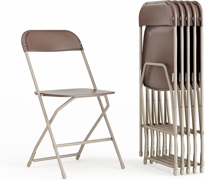 Flash Furniture Hercules Series Plastic Folding Chair - Brown - 6 Pack 650LB Weight Capacity Comfortable Event Chair-Lightweight Folding Chair FlashFurniture