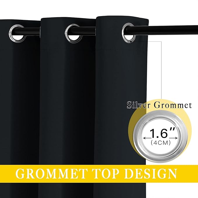 NICETOWN Black Out Sliding Door Curtain 102 inches Long, Grommet Thermal Insulated Patio Door Curtains Room Divider Drape Window Treatment for Bedroom/Living Room, 1 Panel, W80 x L102 NICETOWN