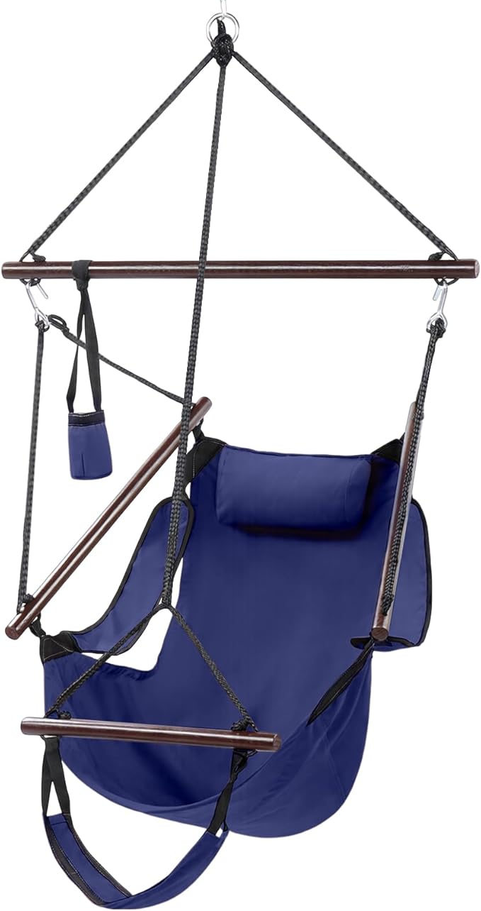 ONCLOUD Upgraded Unique Hammock Hanging Sky Chair, Air Deluxe Swing Seat with Rope (Navy Blue) ONCLOUD