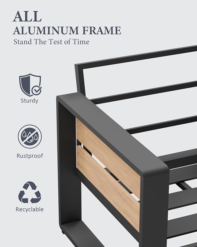 ZANDOR Aluminum Outdoor Patio Furniture - 2 Pcs Armchair, All-Weather Metal Modern Outside Furniture with Washable Thick Cushion for Garden/Backyard/Porch, Grey ZANDOR%7CCraftingYourOutdoorElegance