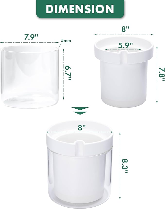 Phoenix Vine 8 Inch Self Watering Planter, White Terracotta Clay Pot with Glass Reservoir for Indoor Plants, Herbs, Flowers, Set of 1, 52-B-H-1 Phoenix+Vine