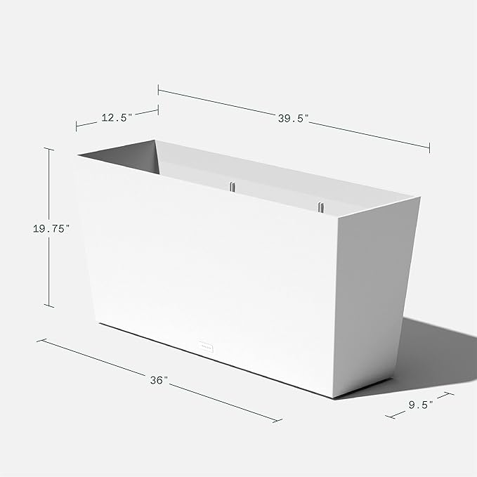 Veradek Pure Series Midori Trough Planter - Large Rectangular Planter for Indoor or Outdoor Deck/Porch | Durable All-Weather Use with Drainage Holes | Modern Decor for Shrubs, Flowers, Small Plants VeradekOutdoor
