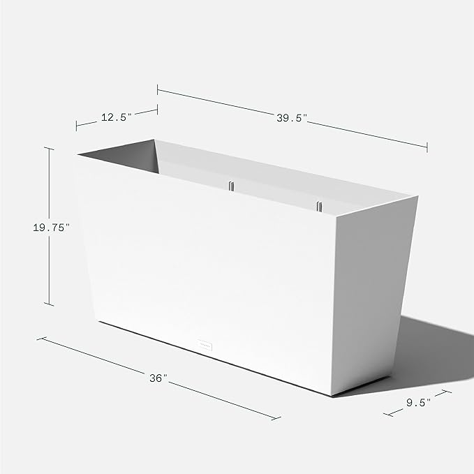 Veradek Pure Series Midori Trough Planter - Large Rectangular Planter for Indoor or Outdoor Deck/Porch | Durable All-Weather Use with Drainage Holes | Modern Decor for Shrubs, Flowers, Small Plants VeradekOutdoor