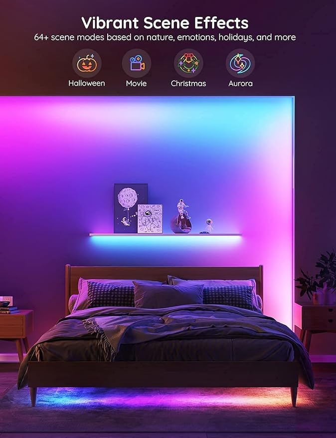 Govee Smart RGBIC LED Strip Lights 65.6ft, Alexa LED Light Strip Work with Google Assistant, Music Sync, DIY Multiple Colors on One Line, WiFi Color Changing Lights for Bedroom, Living Room, Holiday Govee