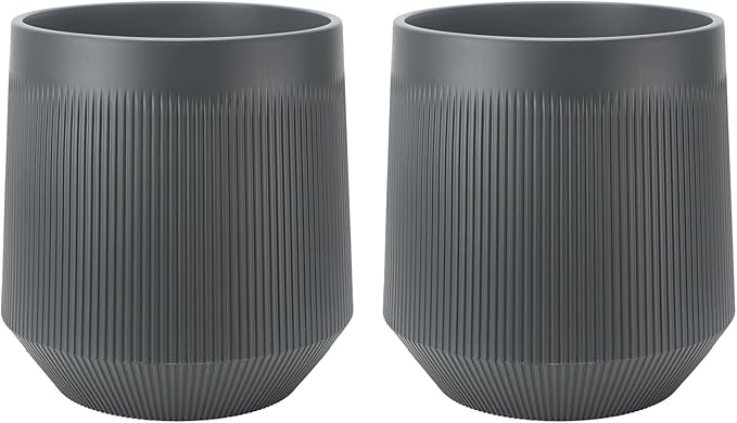 Plant Pots，Set of 2 Plastic Large Pots for Indoor Plants,Flower Pots Outdoor Planters with Drainage Hole and Seamless Saucer,(Gray 15Inches) Rootora