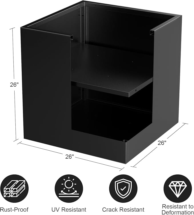 Metal Large Planter Box 26" L x 26" W x 26", Heavy Duty Tall Rectangle Outdoor Planter Box with Removable Insert Shelves for Porch, Garden, Patio, Yard (Black) Baotree