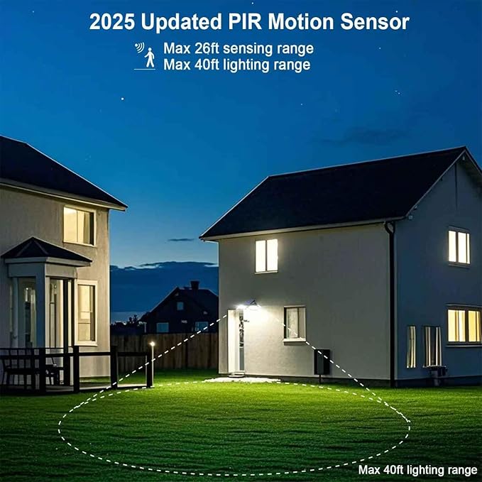 EMANER Motion Lights Solar Powered, Outdoor Solar Flood Lights, Stay On or Motion On/Off, Dusk to Dawn Security Solar Light, Landscape Spotlights for Garden Backyard Path, 8-Pack EMANER%C2%AE