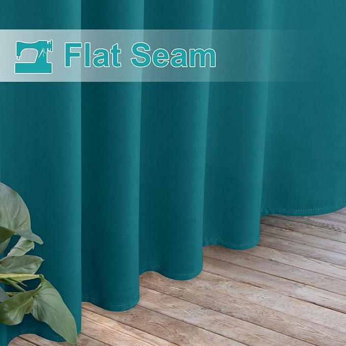 NICETOWN 2 Panels Peacock Teal Patio Curtainss Outdoor Waterproof with Self-Adhesive Tab Top, Thermal Insulated Heat & Cold Blocking Outdoor Curtainss for Easy Hanging & Sliding, W52 x L84 NICETOWN