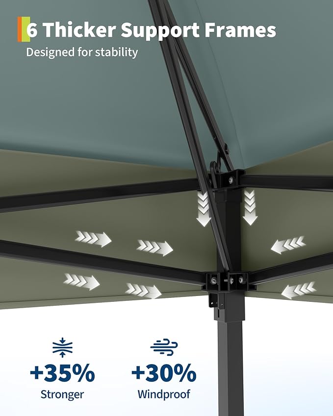 Canopy Tent 13x13 ft, Pop Up Gazebo One-Push Setup with 4 SandBags for Backyard Parties and BBQs, Mosquito Netting & Height Adjustable - Green GarveeLife