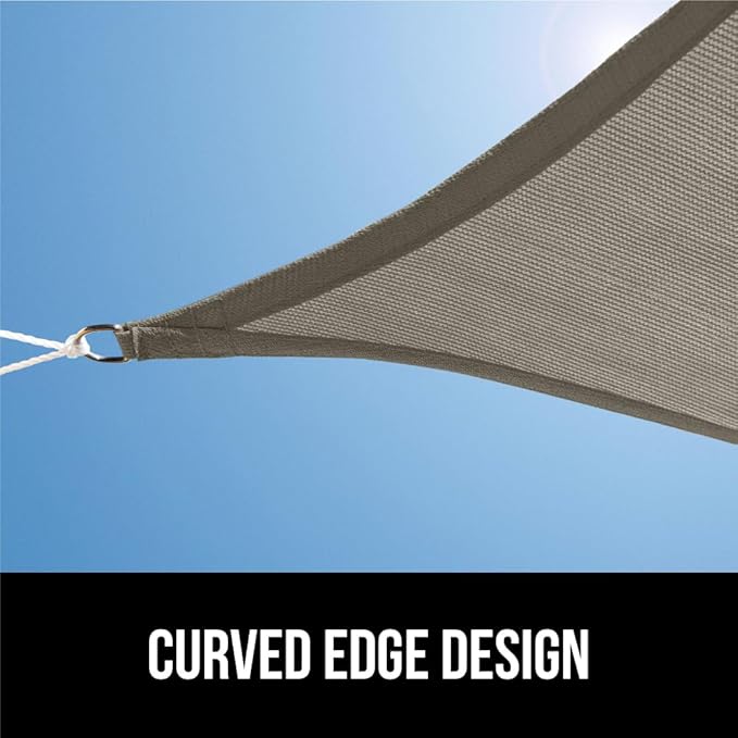GORILLA GRIP Heavy Duty Sun Shade, UV Protection Fade Tear and Rust Resistant Rectangle Sunshade Canopy, Curved Edges Blocks Sunlight, Breathable Sail, Outdoor Patio, Lawn Garden 10x10 FT Gray GorillaGrip