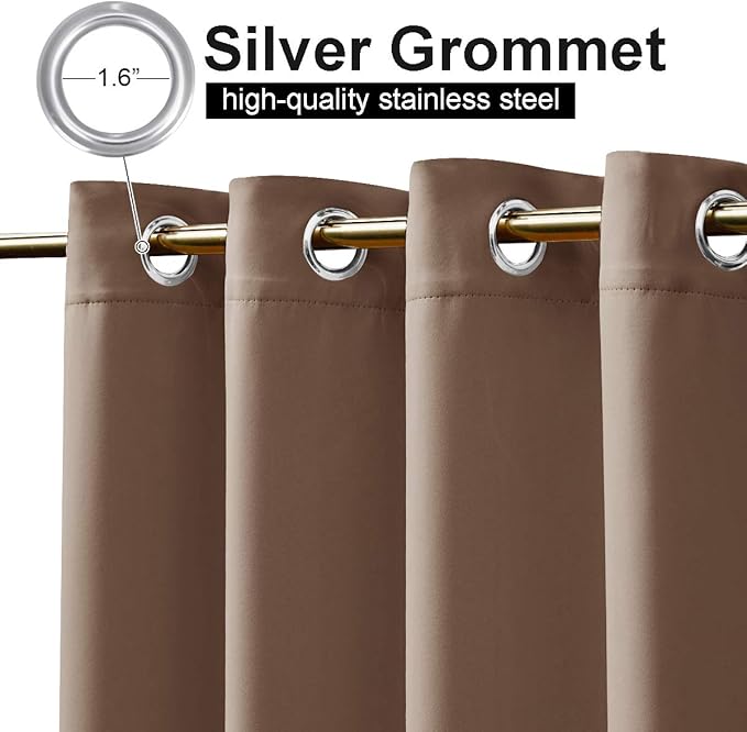 NICETOWN Weighted Patio Waterproof Outdoor Curtain, Thermal Insulated Stainless Steel Grommets (Top and Bottom) Windproof Outdoor Drape Keep Privacy for Pergola, 1 Panel, W52 by L84, Tan NICETOWN
