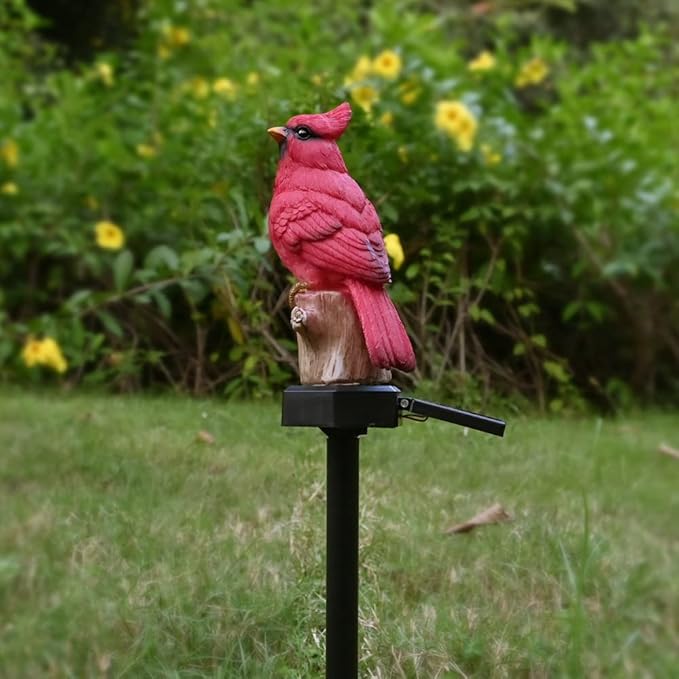 Cardinal Garden Decor Red Bird Figurine Memorial Solar Light Outdoor Stake Patio Yard Art Lawn Ornament Porch Christmas Decorations Outside Statue Gift for Mom Grandma Women Mother Juliahestia