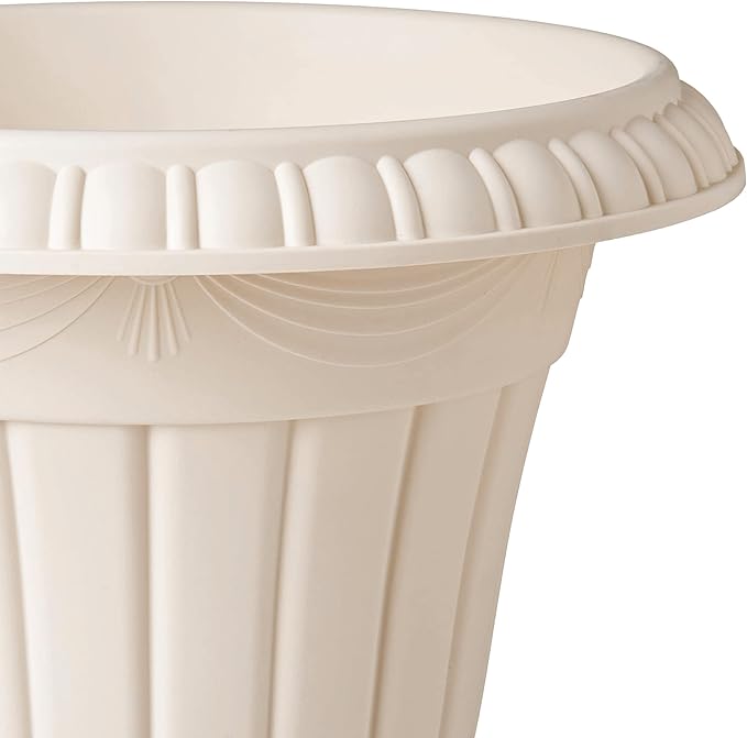 Arcadia Garden Products PL00BG Classic Traditional Plastic Urn Planter, 16” x 18”, Beige Rootora