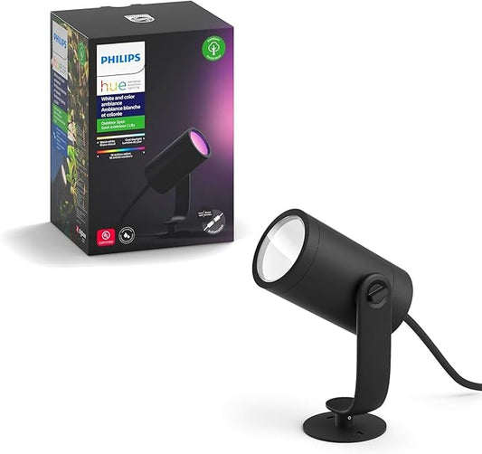 Philips Hue Lily Outdoor Smart LED Spotlight - White & Color Ambiance - Low Voltage Landscape Lighting - 1 Pack - Requires Bridge and Power Supply - Control with App and Voice - Weatherproof PhilipsHue