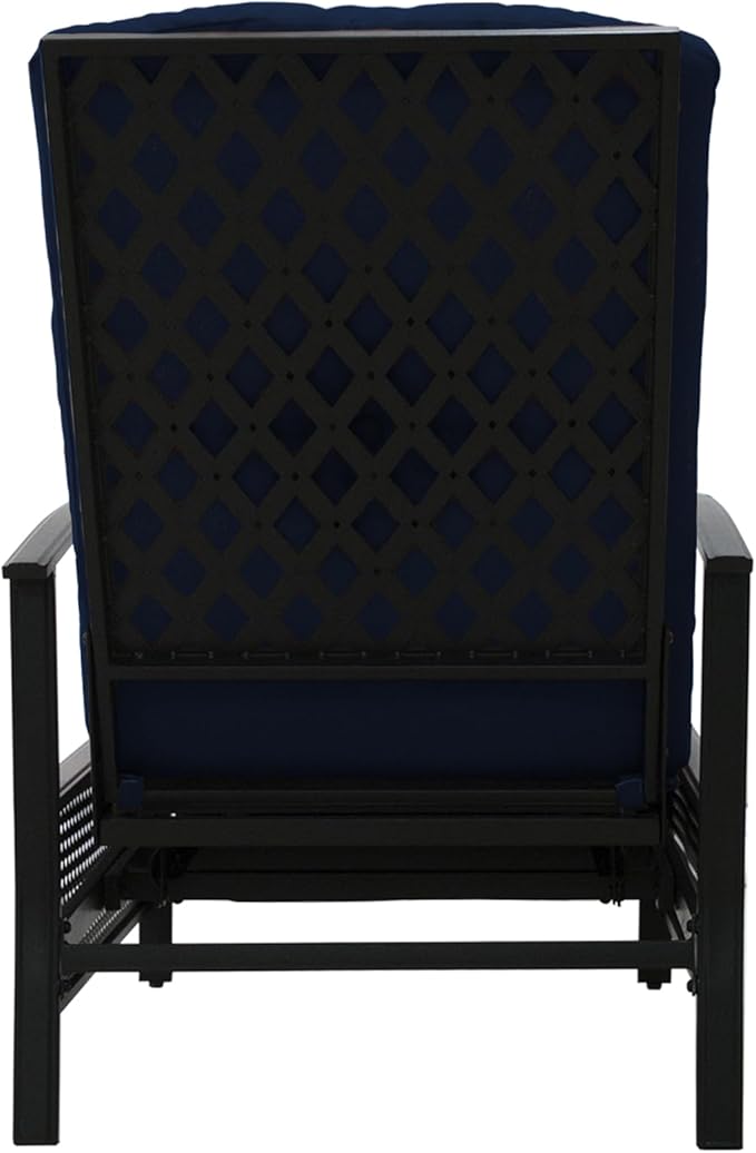 Kozyard Adjustable Outdoor Reclining Lounge Chair, Cushioned Patio Chaise Lounge with Extendable Metal Frame for Sunbathing, Reading & Relaxing – Comfortable Outdoor Recliner(Navy Blue) Kozyard