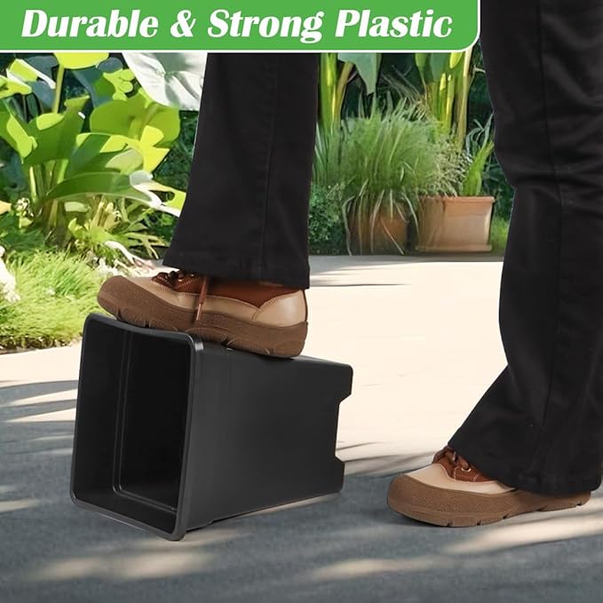 BTPLASTIK Plant Pots 10 Inch Set of 5, Large Square Plastic Planter with Drainage & Saucer, 5 Gallon Thick Outdoor Garden Pots Container for Outdoor Indoor, Flower Pots Planters BTPLASTIK