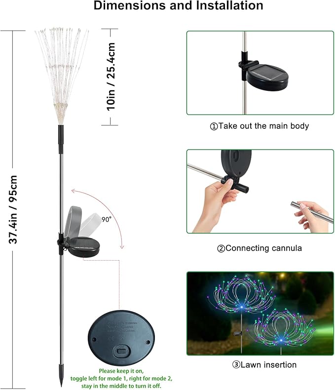 Solar Garden Lights Outdoor Waterproof, 2 Pack 120 LED Solar Firework Lights Decorative Garden Décor Outside for Flowerbed Pathway Party Halloween Christmas Decorations, Green + Purple Slyuexu