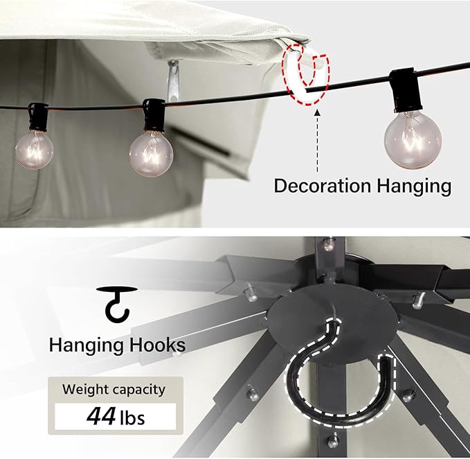 LAUSAINT HOME Semi-Permanent Outdoor Patio Gazebo 10'x10', Heavy Duty Party Tent Shelter with Double Roofs, Mosquito Nettings and Privacy Screens for Backyard, Garden, Lawn, Cream White LAUSAINTHOME