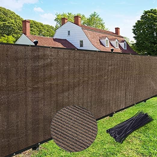 UPGRADE Privacy Fence Screen 6'x69' Brown Outdoor 90% Visibility Blockage 170 GSM Mesh Shade Cover Panels for Backyard,Balcony,Home Decoration with Zip Ties,Customized Avaliable UPGRADE
