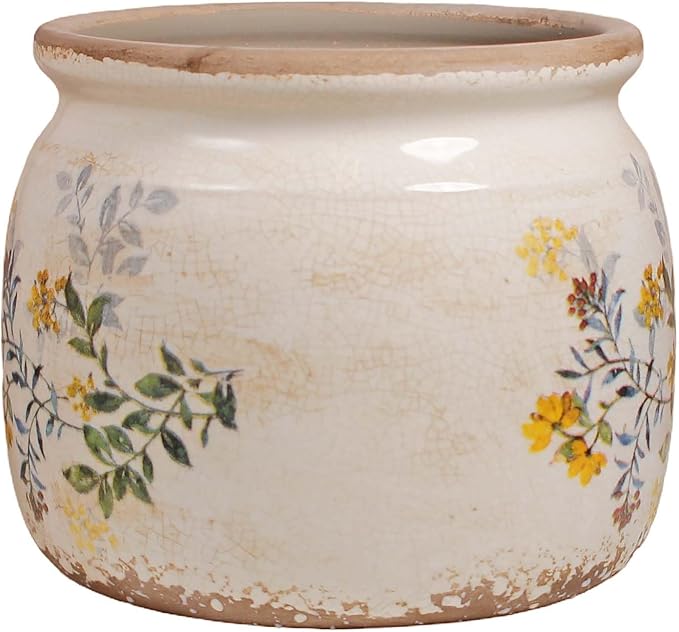 Pots for Plant, Cottage Rustic Clay Ceramic Tabletop Flower Pots, 6.29'' Plant Pots Indoor with Drainage, Sage Yellow Vase & Planters, Farmhouse Home & House Decor, Gifts for Mom XiaanJiaju