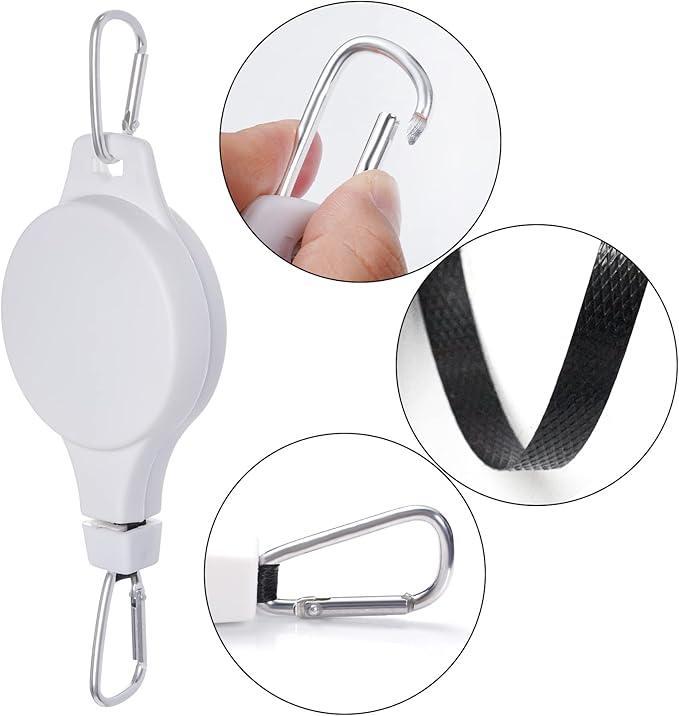 6 Pcs Retractable Plant Hanger, Easy Reach Plant Pulley Adjustable Height Wheel for Hanging Plants - Heavy Duty for Garden Baskets Pots & Birds Feeder - White Haakong