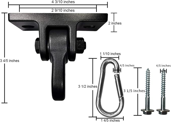 Heavy Duty Black Swing Hangers Screws Bolts Included Over 5000 lb Capacity Playground Porch Yoga Seat Trapeze Wooden Sets Indoor Outdoor 2 Pack ABUSA