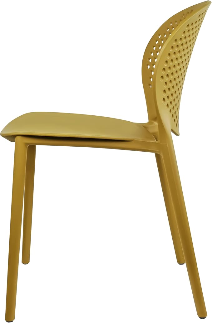2xhome Patio Dining Chair | Modern Stackable Outdoor Pool Side Chair | Weather Resistant Plastic for Yard, Porch, Balcony, Kitchen, Yellow, Single, Set of 1 2xhome