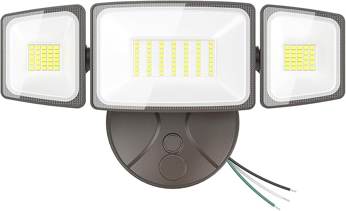 Onforu 75W Flood Lights Outdoor, 7000LM Brightness Security Lights Switch Controlled, 3 Adjustable Heads, IP65 Waterproof, 6500K Wall Mount Exterior LED Flood Light Onforu