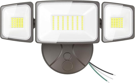 Onforu 75W Flood Lights Outdoor, 7000LM Brightness Security Lights Switch Controlled, 3 Adjustable Heads, IP65 Waterproof, 6500K Wall Mount Exterior LED Flood Light Onforu