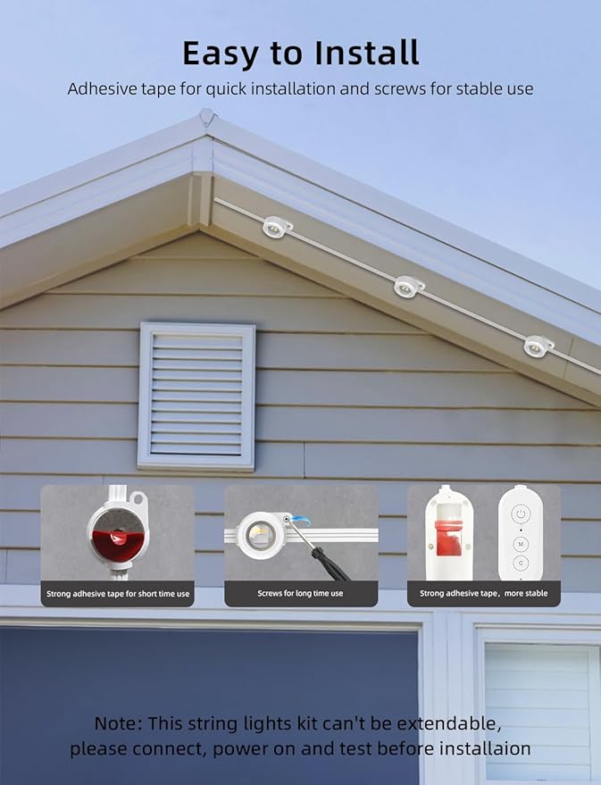 APPECK Permanent Outdoor Lights 50ft with 36 RGBW LEDs, 111 Scene Modes, Eaves Lights with 40lm Warm White, for Daily Holiday House Decor, App/Voice/Remote Control, White APPECK