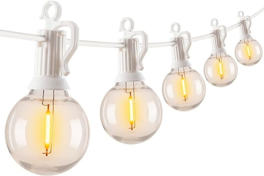 Brightown Outdoor String Lights, 50FT 25 G40 Bulbs Shatterproof Patio Lights, IP65 Waterproof Dimmable Hanging Connectable Globe LED Outdoor Lights for Backyard, Bistro, Porch, Deck, Balcony, White Brightown
