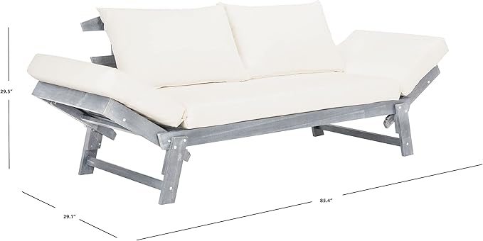 Safavieh PAT6745A Outdoor Collection Tandra Grey Modern Contemporary Daybed Day Bed SAFAVIEH