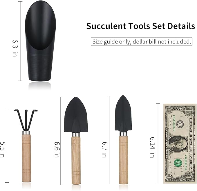 5Pcs Succulent Tools, Mini Garden Tools,Plant Potting Mat as Plant Accessories,Succulent Gardending Hand Tools Kit for Seedling Soil,Caring Succulent,etc,Gifts for Woman’s Gardening work(No Flowerpot) Songtaste