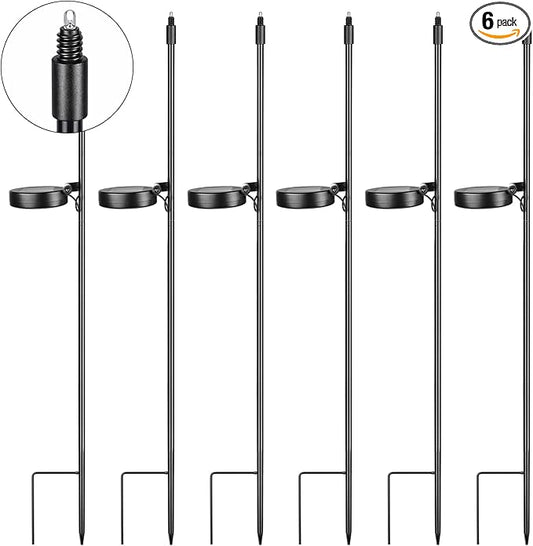 6 Pack Solar Stake Lights Outdoor Decorative Metal Ground Pathway LED Stake Lights Replacement Stakes Built-in Rechargeable Battery for Lawn Patio Yard Outdoor Garden Decor Glooglitter