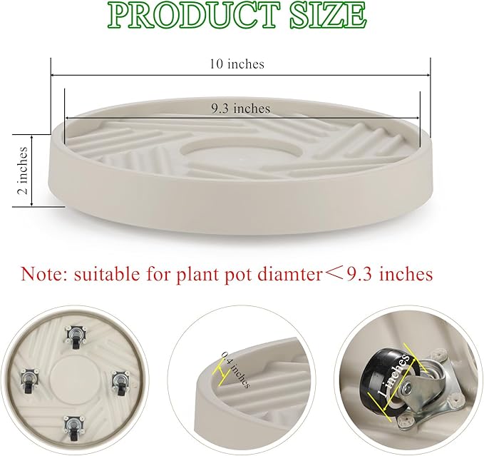 2 Pack Plant Caddy with Wheels, 10" Rolling Plant Stand 165 LBS Heavy Duty with Hidden 360 ° Rotating Silent Wheel Wheels for Outdoor Indoor Large Plant Pots, Flower Pot, Patio JAOXISOU