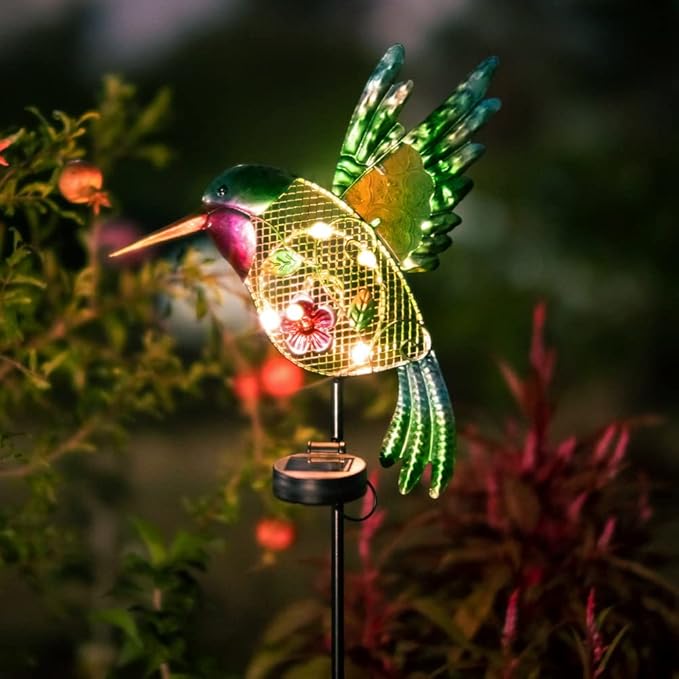 DREAMYSOUL Outdoor Solar Garden Lights, Hummingbird Solar Lights for Outdoor Patio Yard Pathway, Hummingbird Gifts for Women Mom Grandma DREAMYSOUL