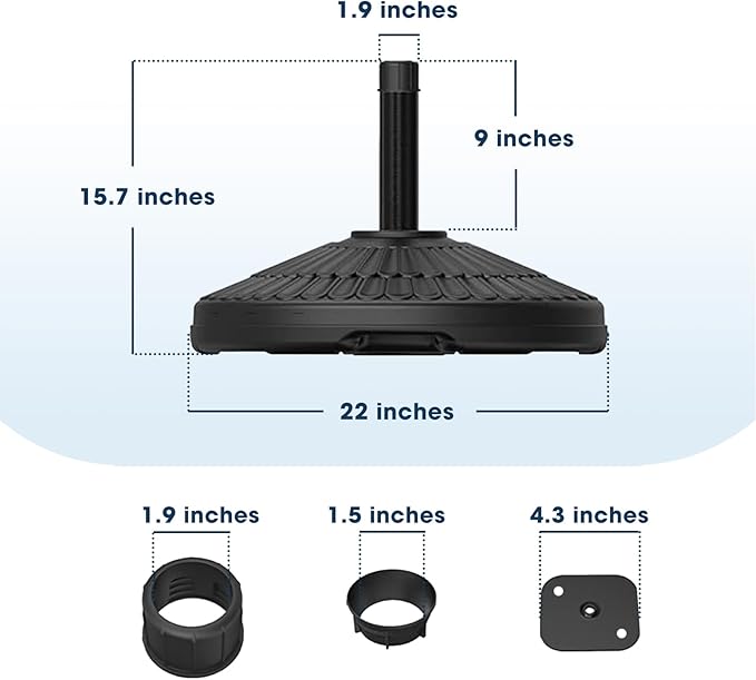 wikiwiki 80 Lbs HDPE Round Patio Umbrella Base, Weighted Umbrella Stands Fits 1.5-1.9in Poles for Garden, Lawn, Deck, Backyard & Pool, Black WikiwikiPatioUmbrellas