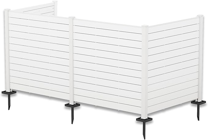 Kozyard 50" W x 48" H Outdoor Privacy Screens Aluminum Post, Air Conditioner Fence Panels, Pool Equipment Enclosure, Trash Can Screens Fence Kit for Outside Backyard Patio (White/4Panels) Kozyard