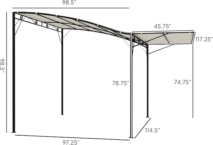 Outsunny 10' x 8' Outdoor Pergola and Patio Gazebo, Extendable Side Awning, Sun Shade Shelter for Garden, Camper, Deck, Doors and Windows, Cream White Outsunny
