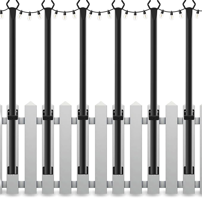 6 Pack String Light Poles,5Ft Light Poles for Outside String Lights,Outdoor Lights Pole with Fork,Metal Poles Stand for Patio Deck Backyard Mutovlin