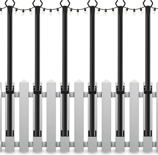6 Pack String Light Poles,5Ft Light Poles for Outside String Lights,Outdoor Lights Pole with Fork,Metal Poles Stand for Patio Deck Backyard Mutovlin