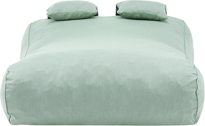 Merax Outdoor Bean Bag Chair Sun Lounger for 2 Adult, 73" Big Comfy Outdoor Bean Bag Daybed Couch with Headrest, Water-Resistant Fabric Patio Chaise Lounger Chair for Pool Balcony Beach Deck, Mint Merax