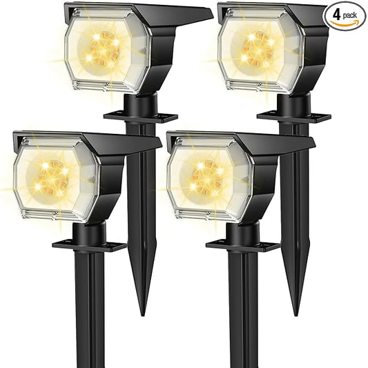EIUIO Solar Outdoor Lights, 3 Lighting Modes Solar Spot Lights Outdoor with Auto On/Off, Waterproof Landscape Lighting for Garden Yard Pathway Lightupyourlife