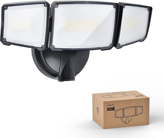 Philips 72W 7400LM LED Flood Lights Outdoor, Switch Controlled Aluminum Security Lights, 3 Adjustable Heads, Wall Mount, 5000K Daylight, Waterproof for Yard, Garage PhilipsLightingLED